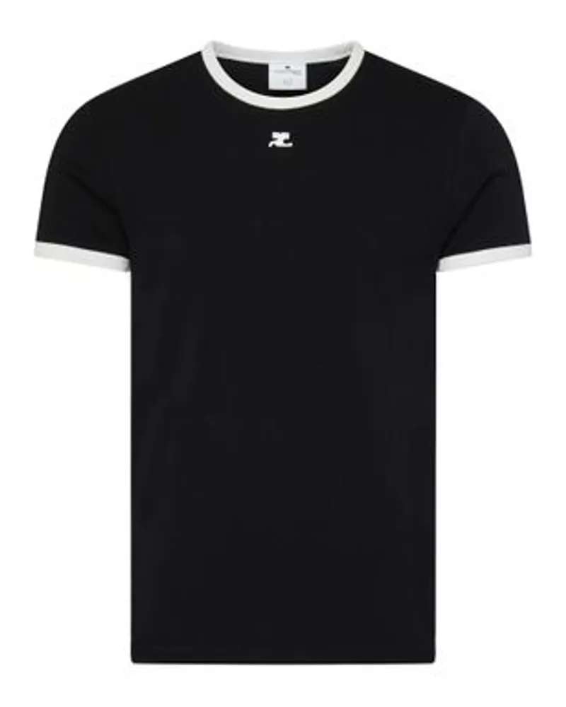 Courrèges Kontrast-T-Shirt Signature Black