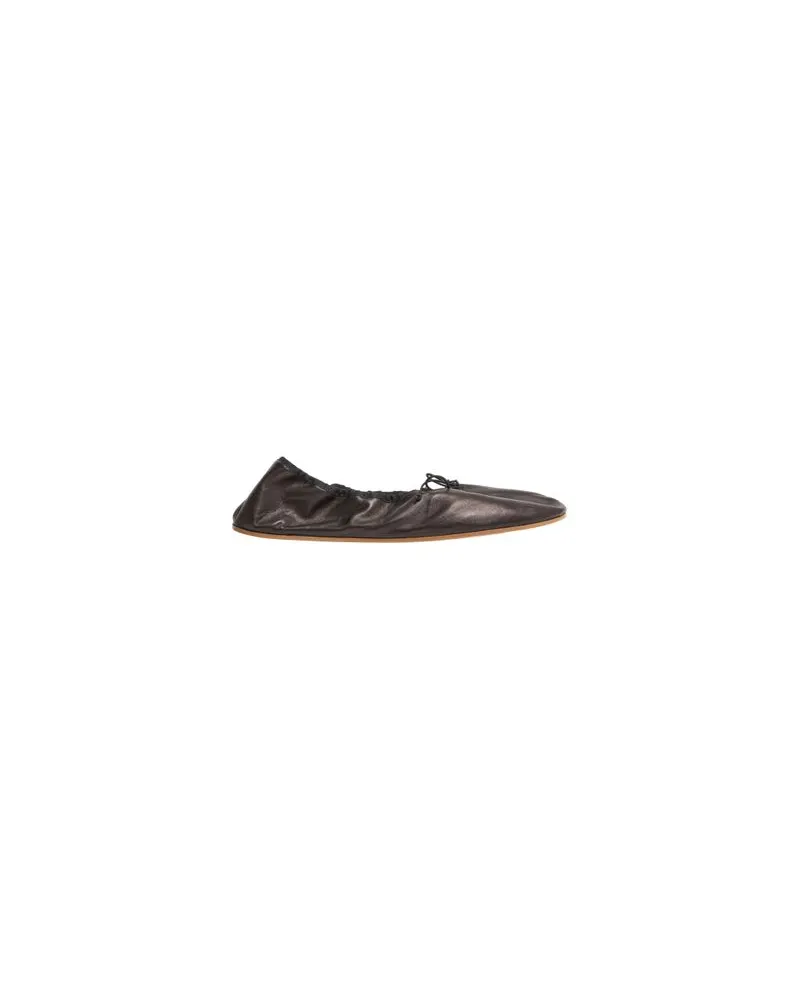 The Row Round ballet flat in leather Black