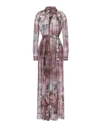 Alberta Ferretti Chiffonkleid mit „Dripping Roses“-Print Purple