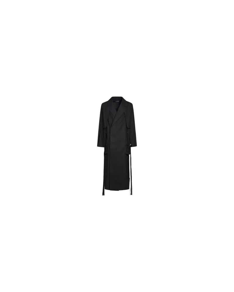 Ann Demeulemeester Langer Trenchcoat geölt, kompakt, Popeline Ronny Black