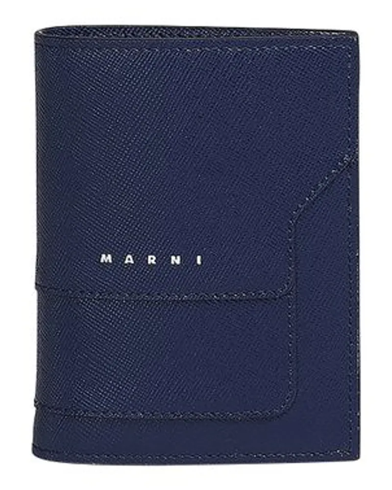 Marni Brieftasche mit zwei Klappfächern Blue