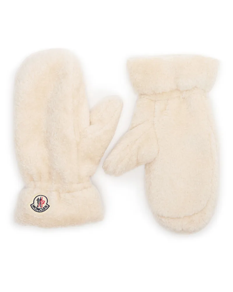 Moncler Logo-Handschuhe Beige