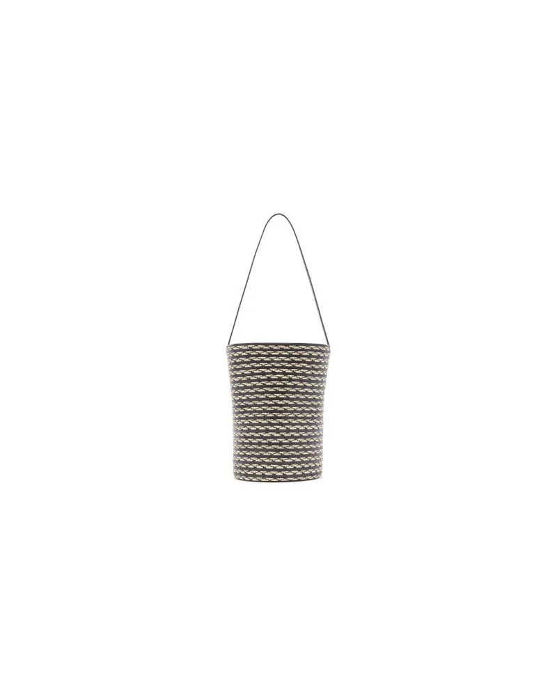 The Row Kleine Bucket Bag N/S Beau aus Raffia Black