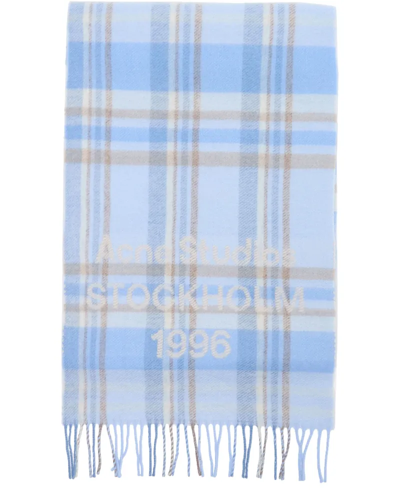 Acne Studios Schal mit Karo-Logo Blue