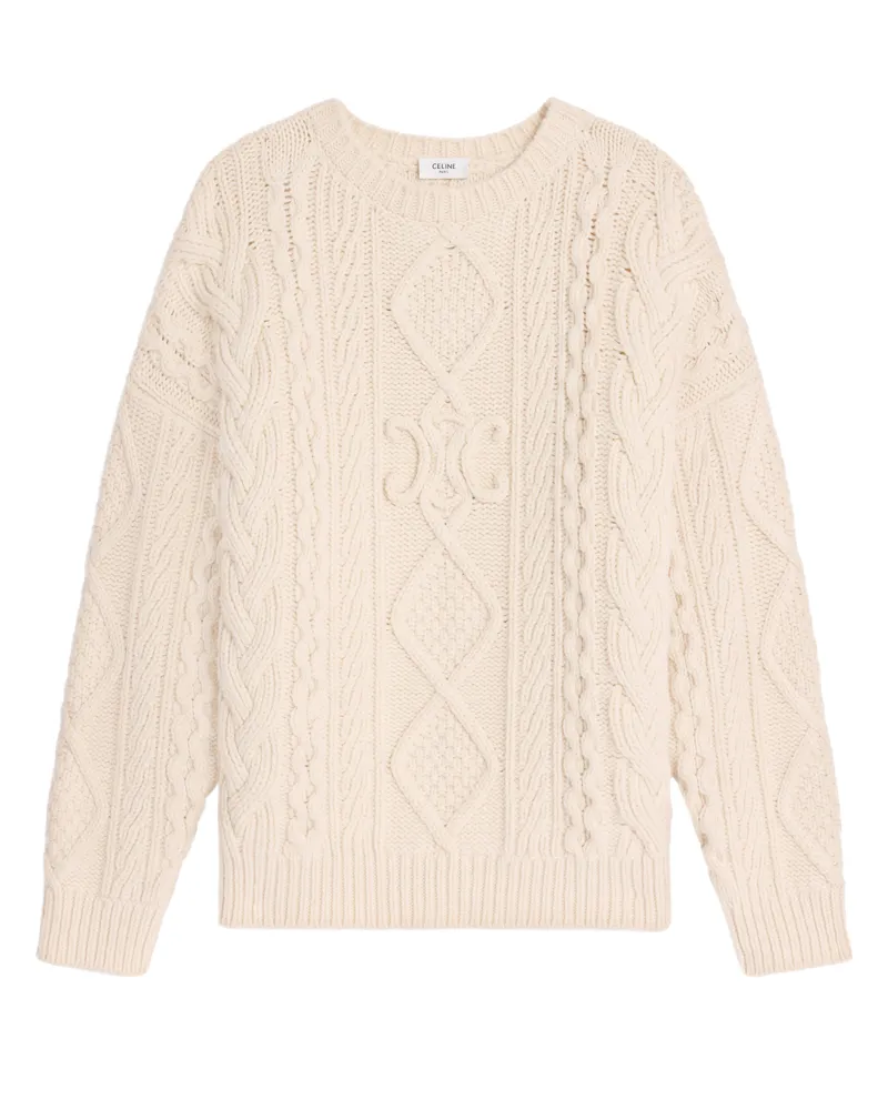Celine Pullover mit rundhalsausschnitt aus einer woll-kaschmir-mischung in aranstrick 
