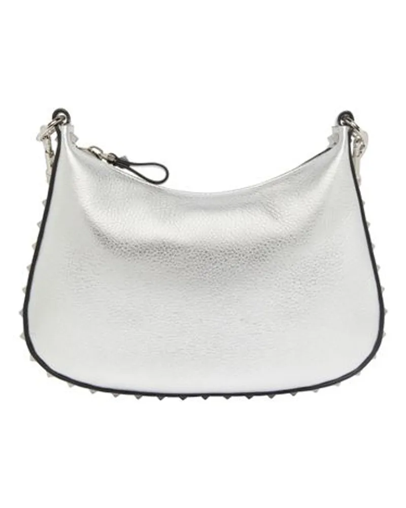 Valentino Garavani Kleine Hobo-Tasche Rockstud Silver