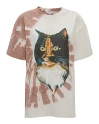 J.W.Anderson T-Shirt in Tie-Dye-Optik mit Katzen-Print Brown