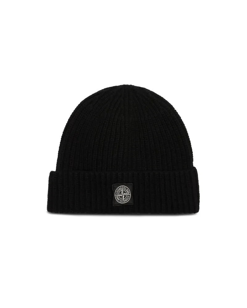 Stone Island Beanie mit Logo Black
