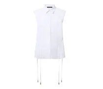 Geraffte Bluse mit Monogram-Motiv als Prägedruck