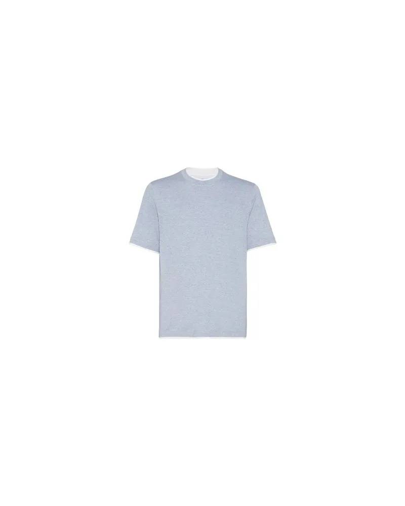 Brunello Cucinelli T-Shirt mit Overlay-Effekt Blue