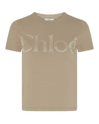 Chloé Kurzarm-T-Shirt mit Signatur Grey