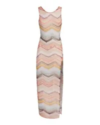 Missoni Langes Strandkleid mit Chevronmuster und Lurex Multicolor