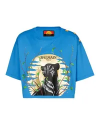 Balmain Disney X Balmain: König der Löwen - kurzes T-Shirt mit Cassius Khumalo-Druckmotiv Blue