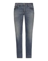 Dolce & Gabbana Skinny-Stretchjeans in Washed-Optik mit Whiskering Multicolor