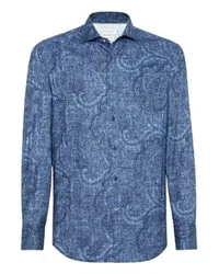 Brunello Cucinelli Hemd in Slim Fit mit Paisleymuster Blue