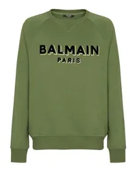 Balmain Beflocktes Sweatshirt Green