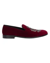 Dolce & Gabbana Samt-Slippers mit Wappenstickerei Burgundy