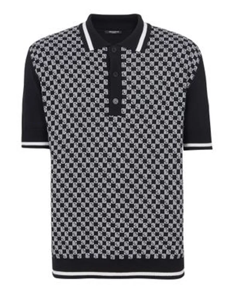 Balmain Poloshirt %ini-Monogramm Black