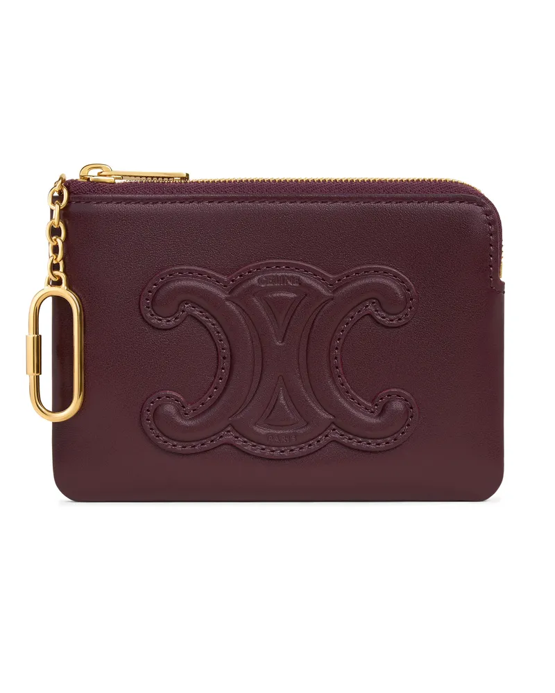 Celine Coin & Card Pouch In Smooth Calfskin Burgundy