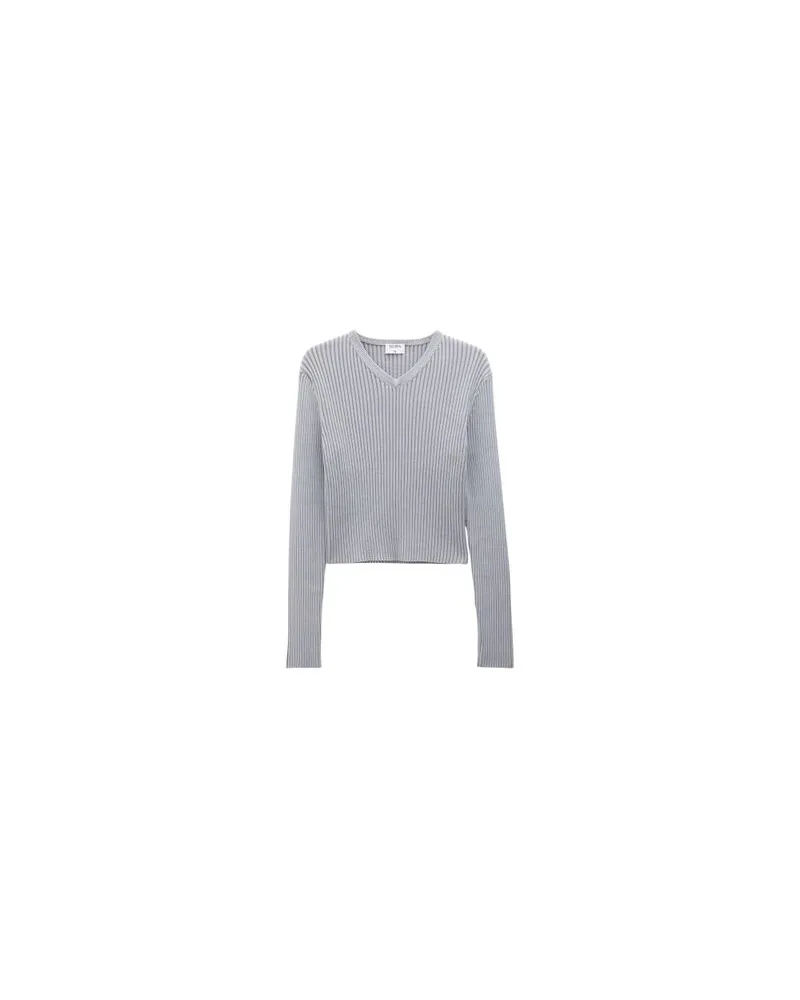 Filippa K Rippstrick-Pullover mit V-Ausschnitt Grey