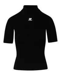 Courrèges Kurzärmeliger Pullover Black