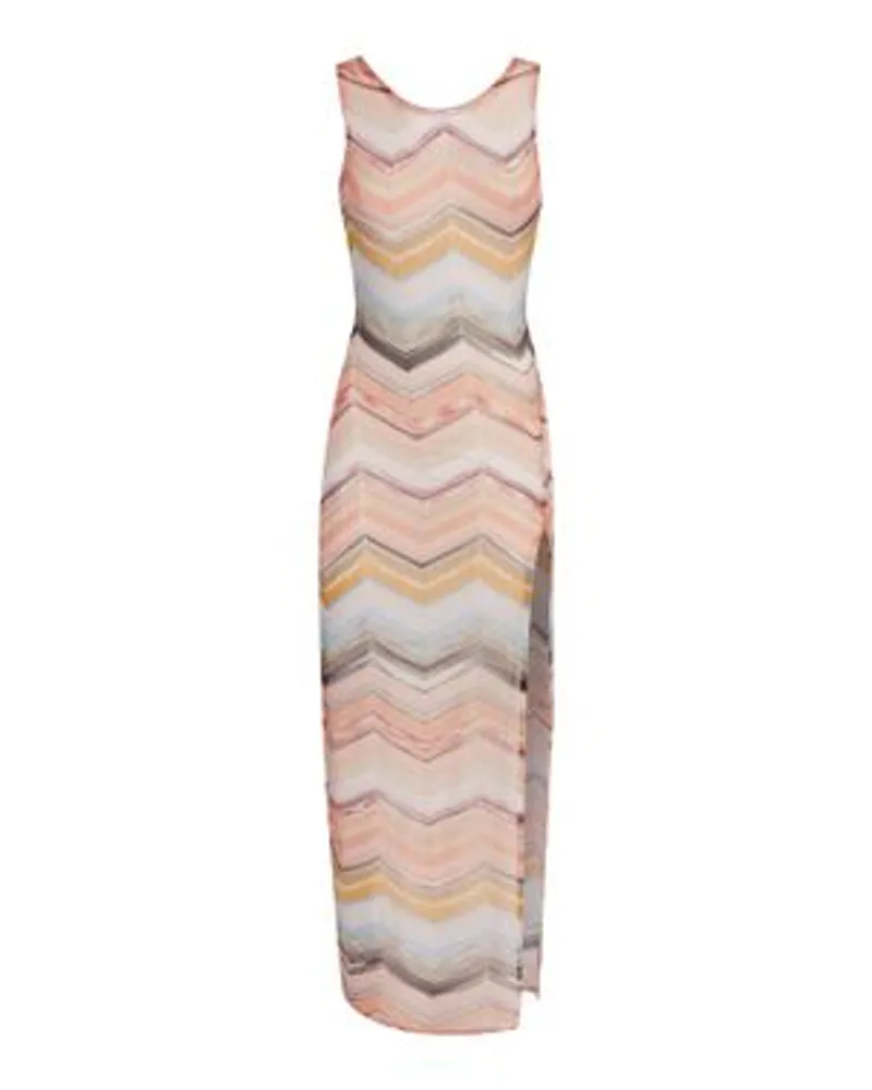 Missoni Langes Strandkleid mit Chevronmuster und Lurex Multicolor