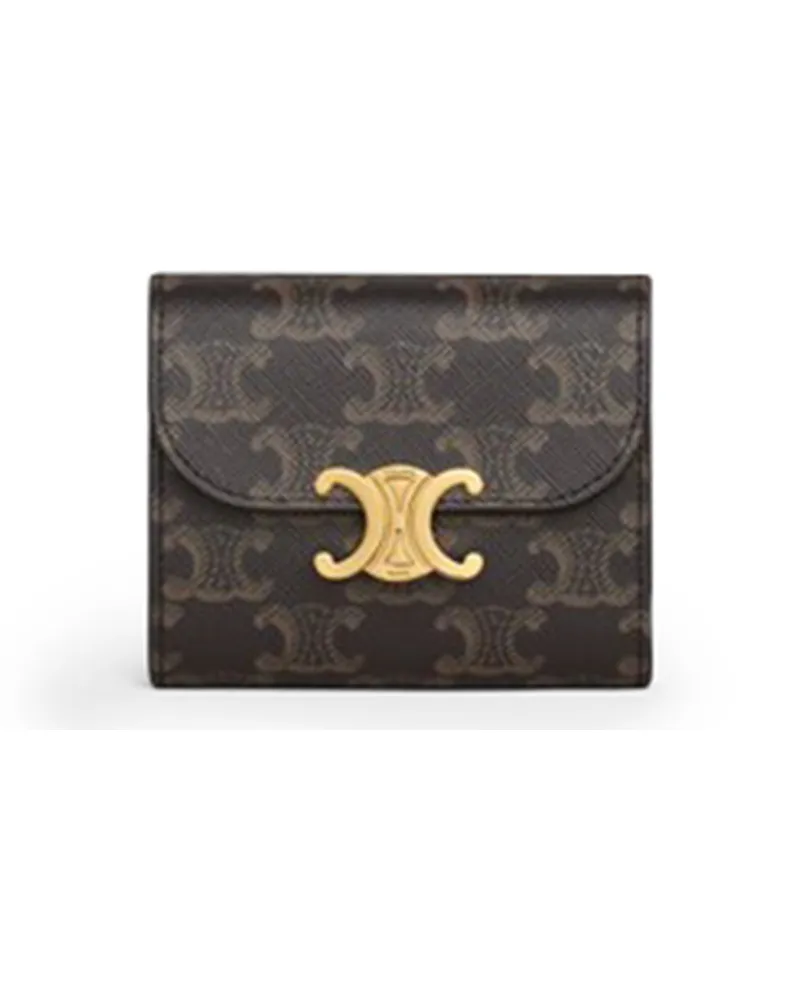 Celine Kleine Triomphe Brieftasche aus Triomphe-Canvas Beige