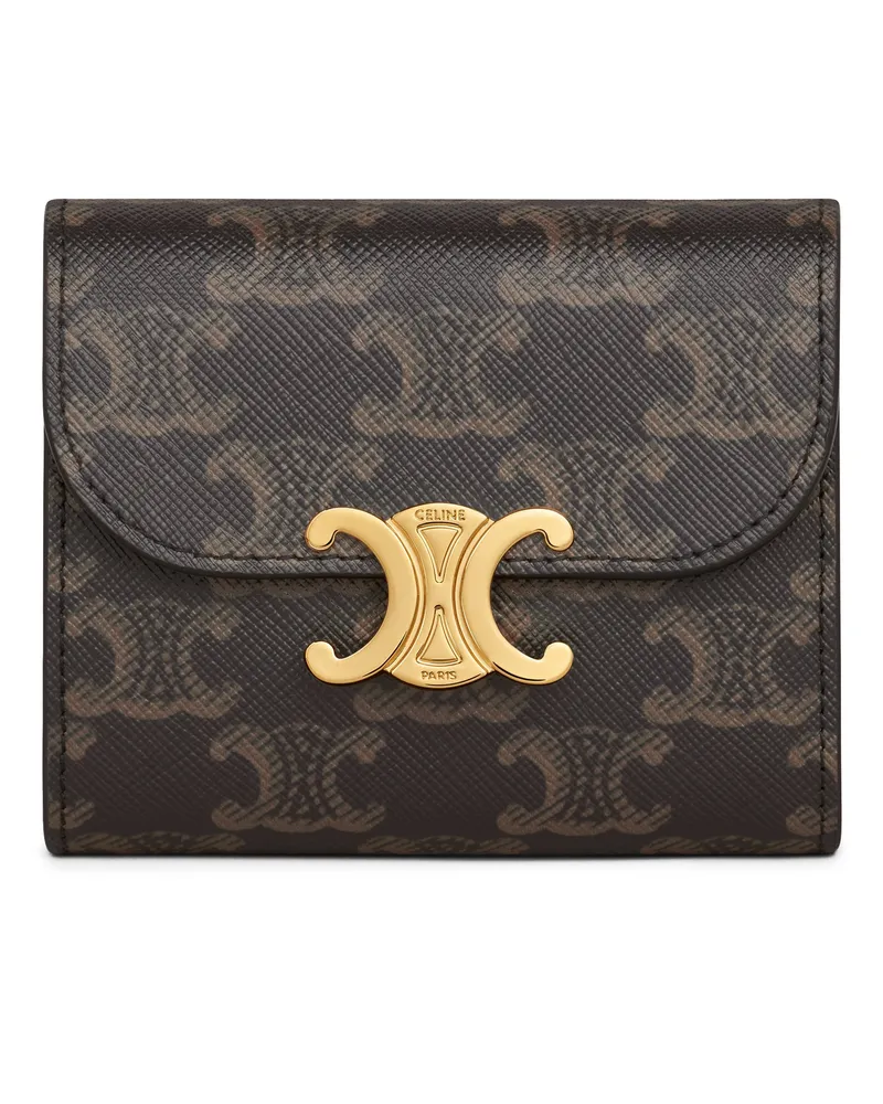 Celine Kleine Triomphe Brieftasche aus Triomphe-Canvas Beige