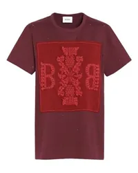 Barrie Strassbesetztes T-Shirt mit B Logo Kaschmir-Patch Red