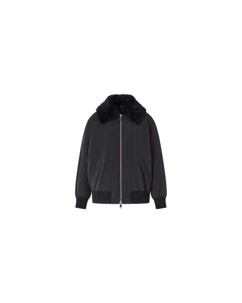 Yves Salomon Jacke aus Funktionsstoff mit Kragen aus Lammfell Black
