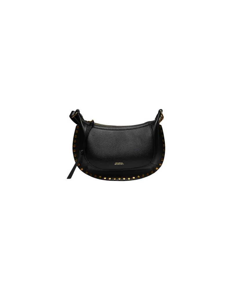 Isabel Marant Oskan Moon shoulder bag in grained leather Black