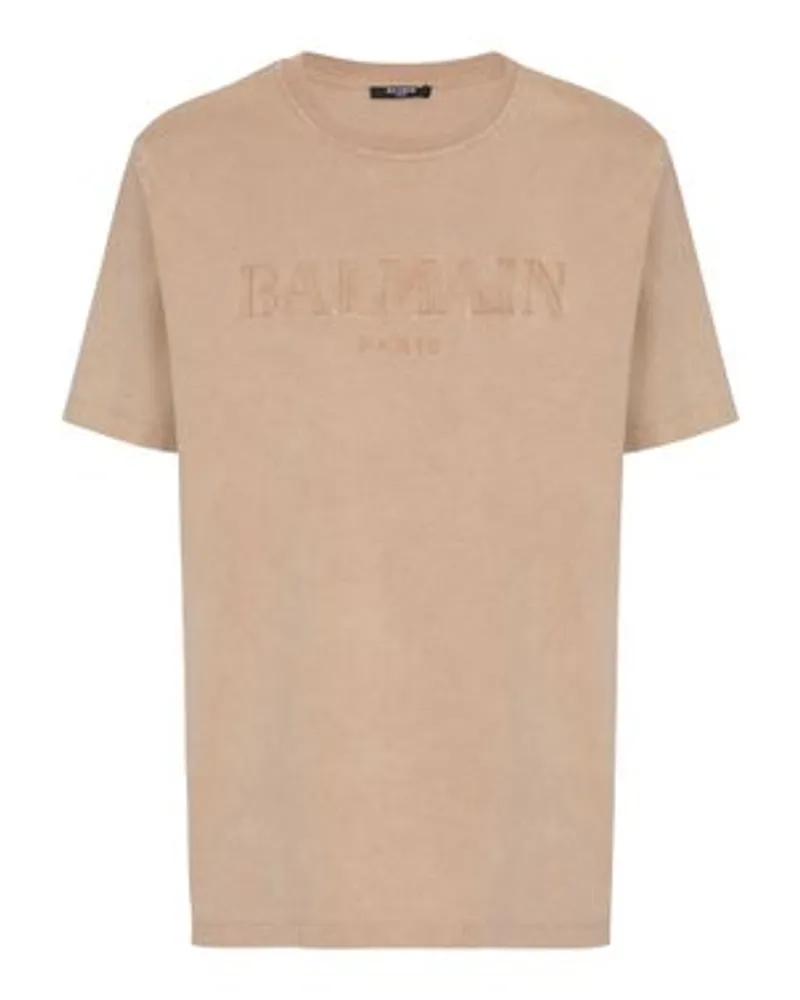 Balmain Weit geschnittenes T-Shirt mit Stickerei Balmain Vintage Beige