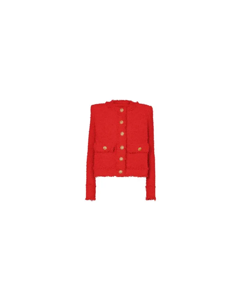 Balmain Kurze Tweedjacke Red