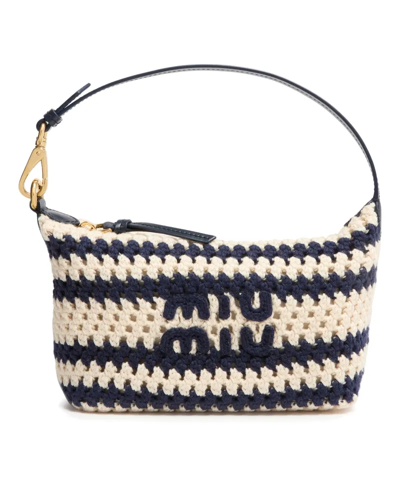 Miu Miu Clutch aus gestreiftem Häkelstoff 