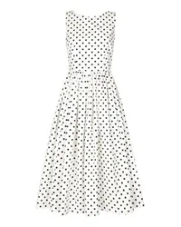 Dolce & Gabbana Wadenlanges gepunktetes Circle-Kleid White