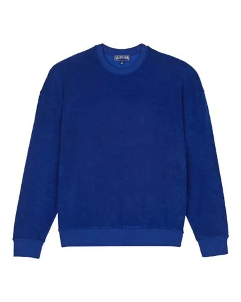 Vilebrequin Frottee-Sweatshirt mit Rundhalsausschnitt Solid Blue