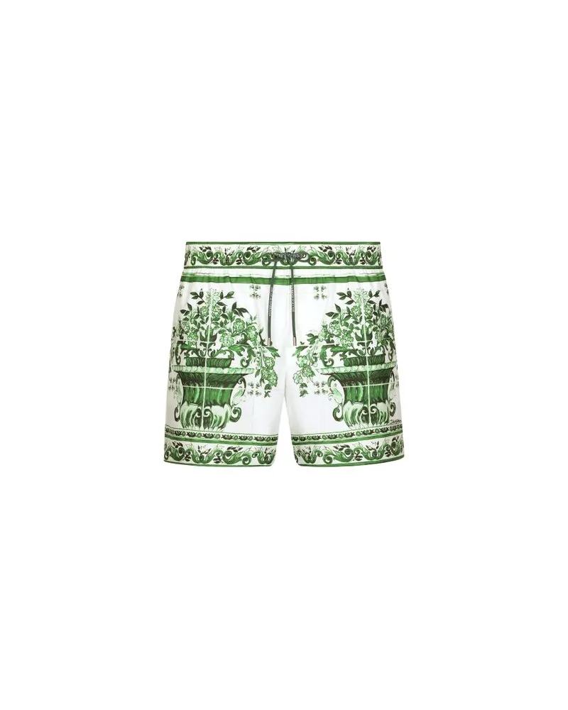 Dolce & Gabbana Badeshorts mit Majolica-Print Multicolor