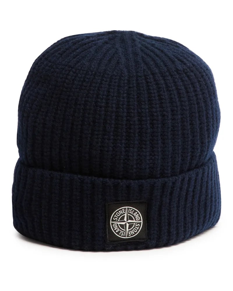 Stone Island Beanie mit Logo Navy