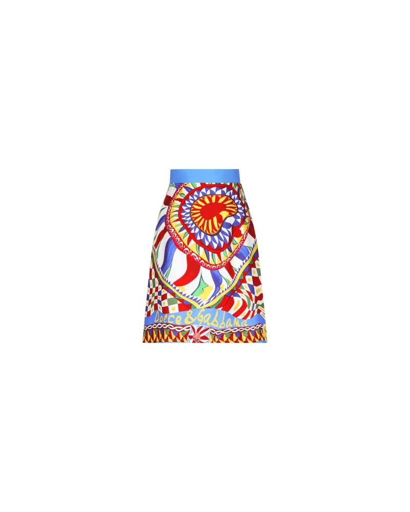 Dolce & Gabbana Kurzer Twill-Rock mit Carretto-Print Multicolor