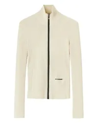 Jil Sander Cardigan mit Reißverschluss White