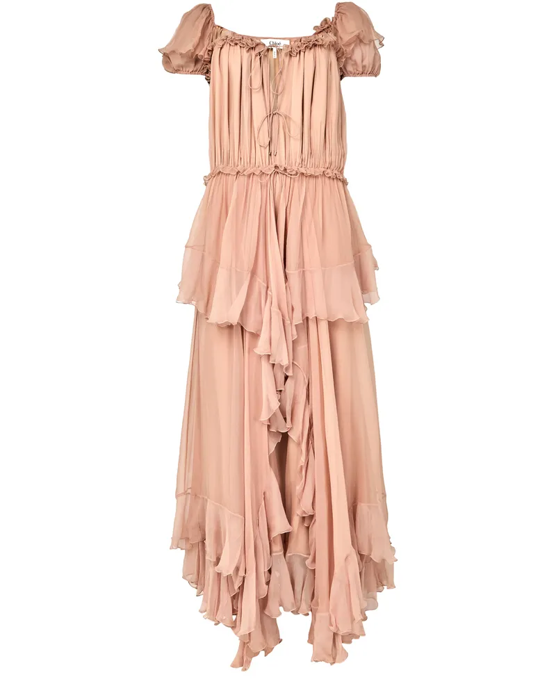 Chloé Langes Kleid mit Raffung und Rüschen 