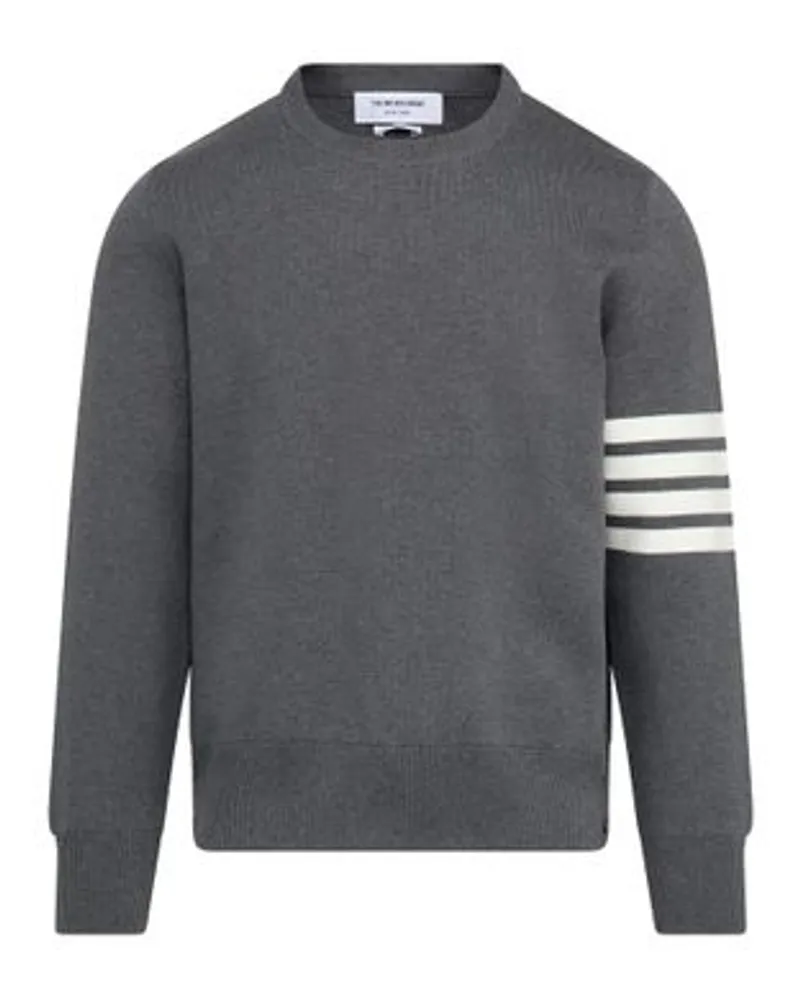 Thom Browne Baumwollpullover Bar mit Milano-Stich Grey