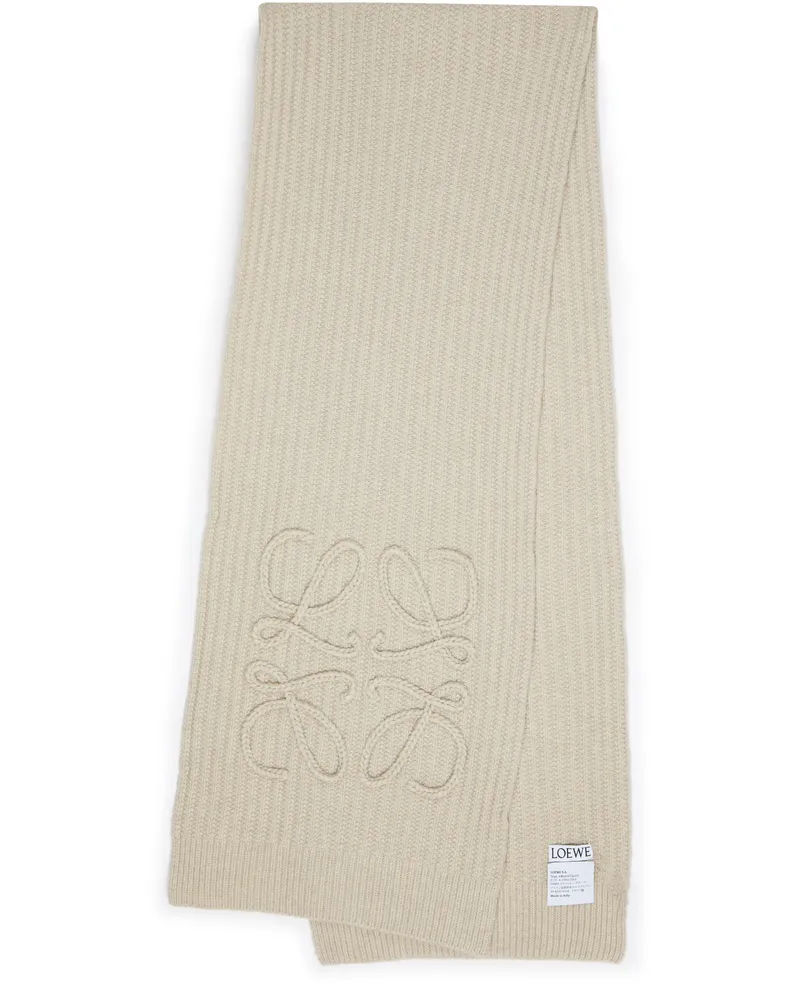 Loewe Anagram-Schal aus Wolle Beige