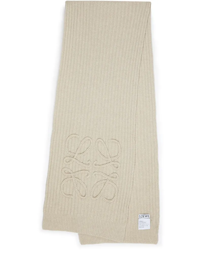 Loewe Anagram-Schal aus Wolle Beige