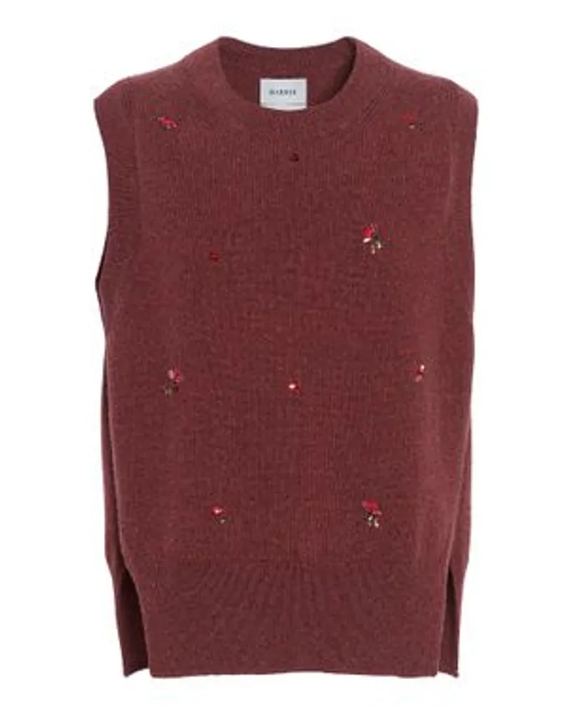 Barrie Ikonischer ärmelloser Pullover mit floraler Stickerei Red