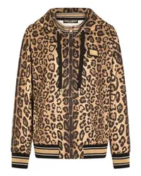 Dolce & Gabbana Jersey-Hoodie mit Leopardenprint und Reißverschluss Multicolor