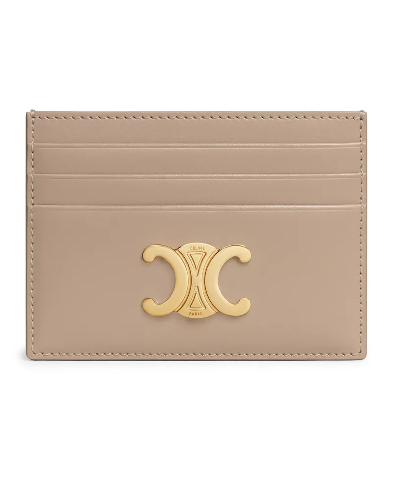 Celine Kartenetui Triomphe aus glänzendem kalbsleder Beige