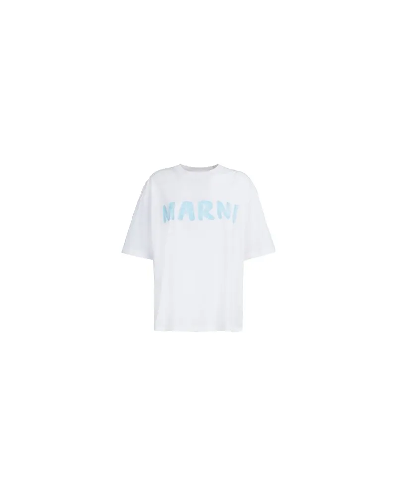 Marni T-Shirt mit Karree-Schnitt und Logo White