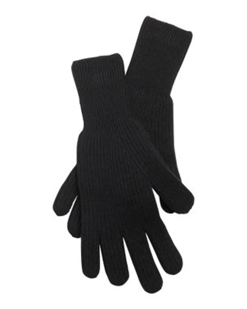 Barrie Gerippte Kaschmir-Handschuhe Black