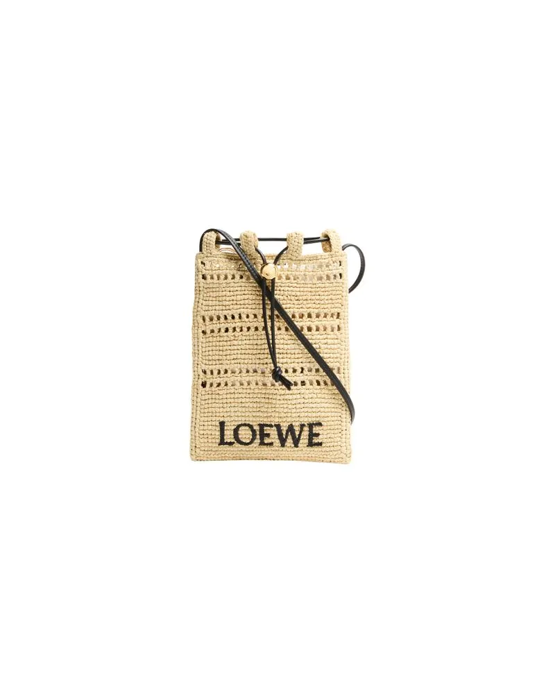 Loewe Raffia drawstring pocket Beige